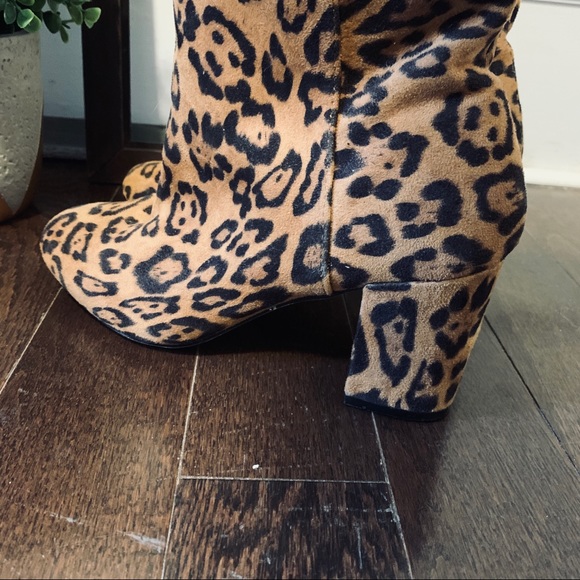 Just Fab Chunky Heel Cheetah Ankle Boots - Picture 4 of 7